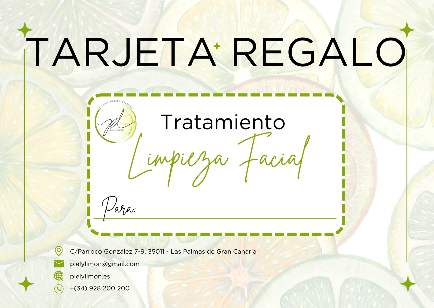 Tarjeta Regalo - Limpieza Facial - Clínica Médico Estética Piel y limón