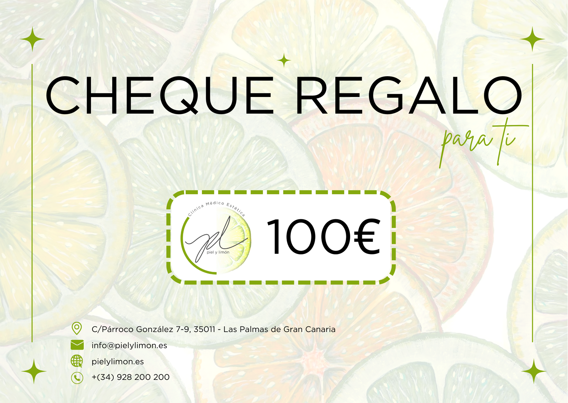 Cheque Regalo 100€ - Clínica Médico Estética Piel y limón