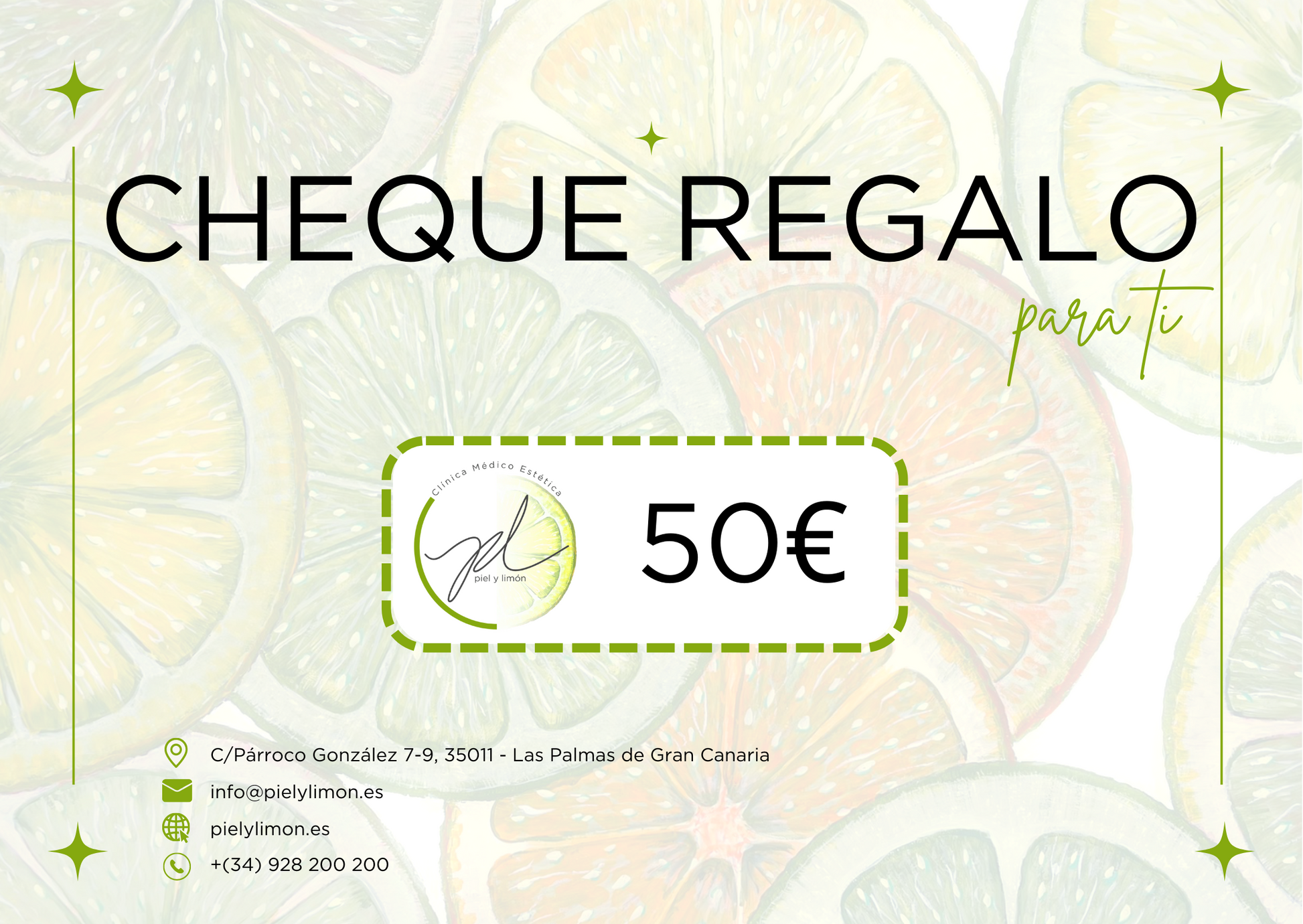 Cheque Regalo 50€ - Clínica Médico Estética Piel y limón