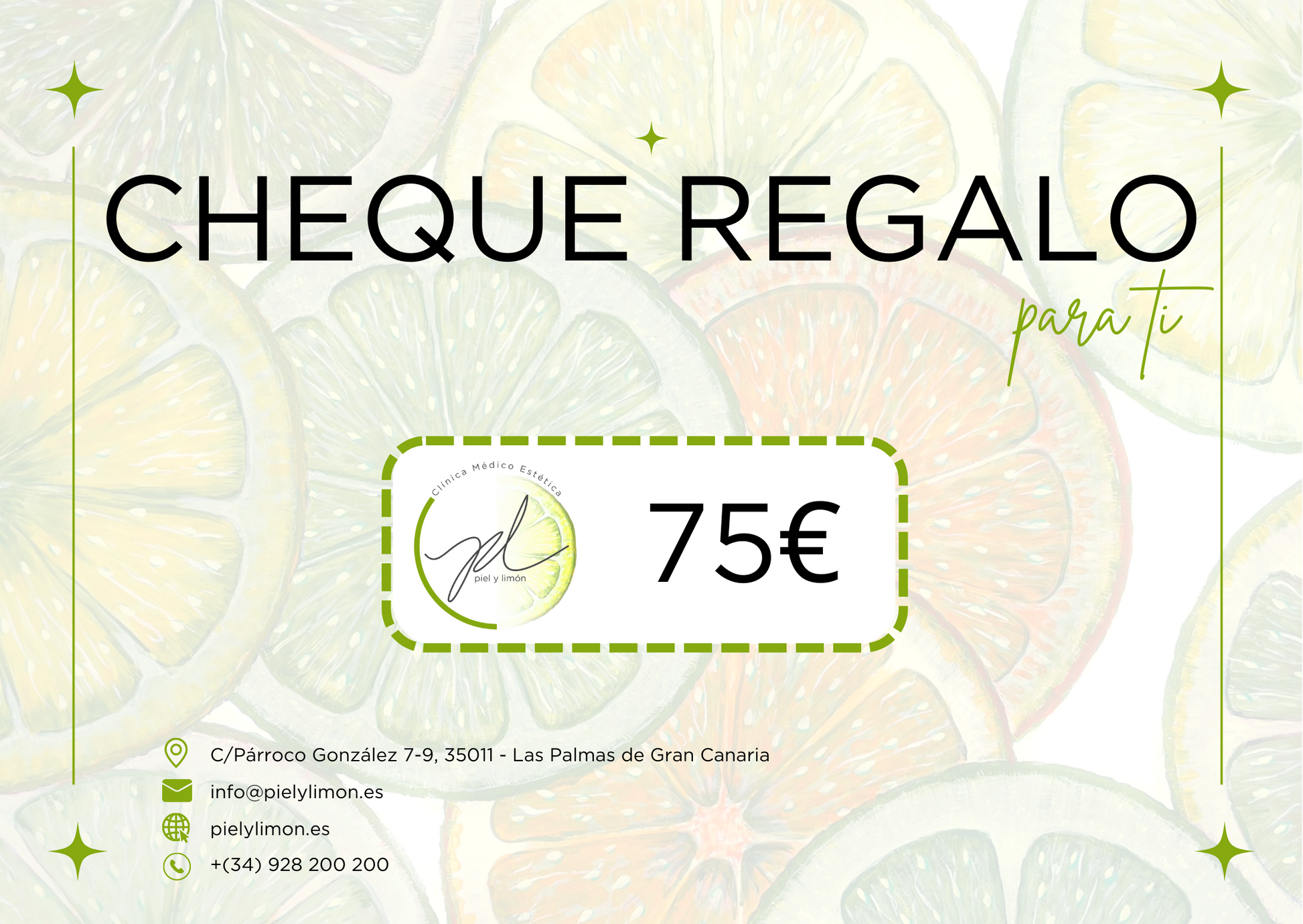 Cheque Regalo 75€ - Clínica Médico Estética Piel y limón